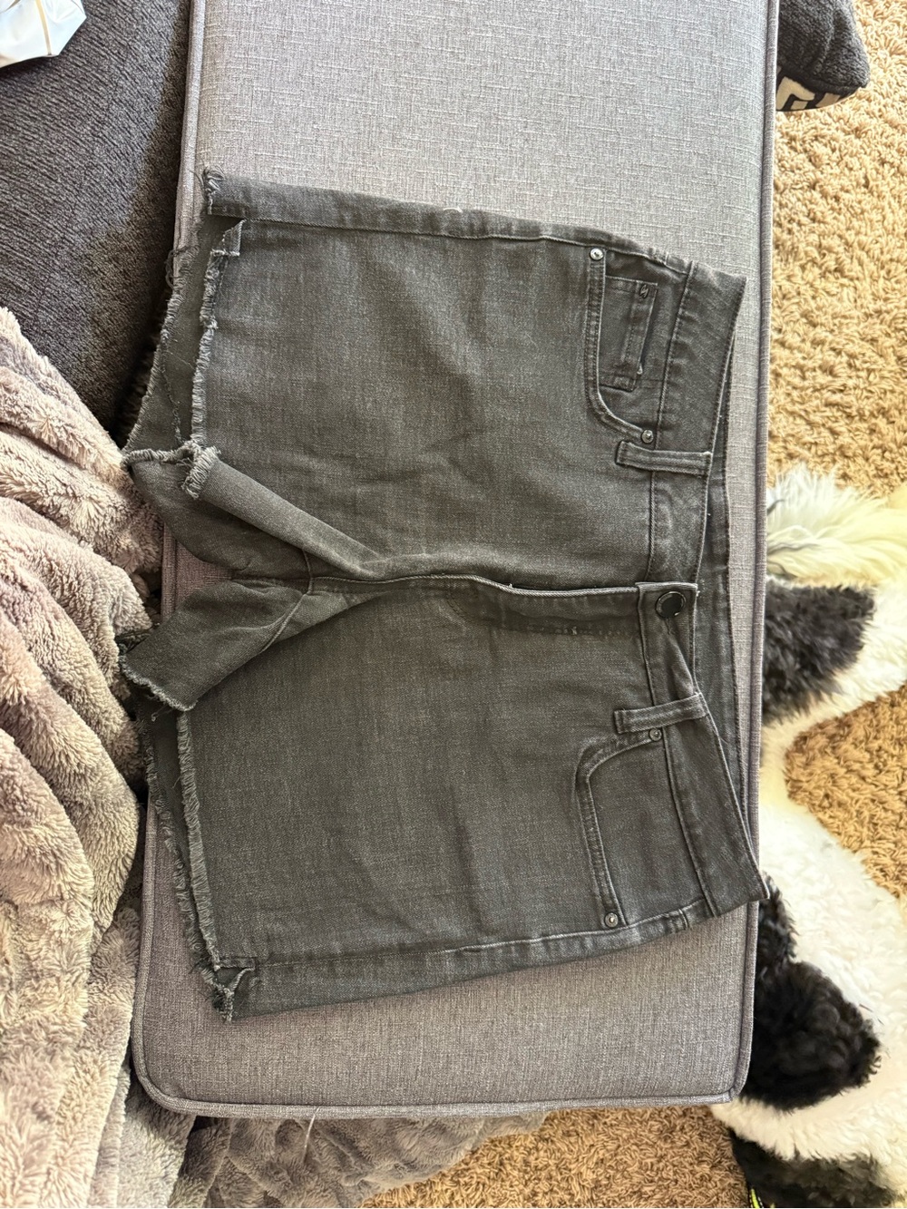 Seven7 Charcoal/black Distressed Denim Shorts